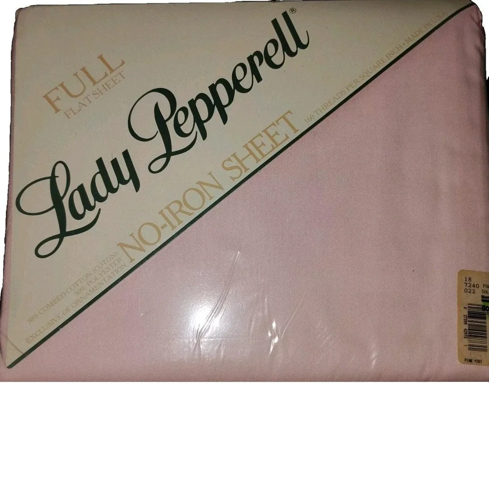 Vtg Pink Flat Sheet Full Double Lady Pepperell Solid Cotton Retro MCM 70s US NOS